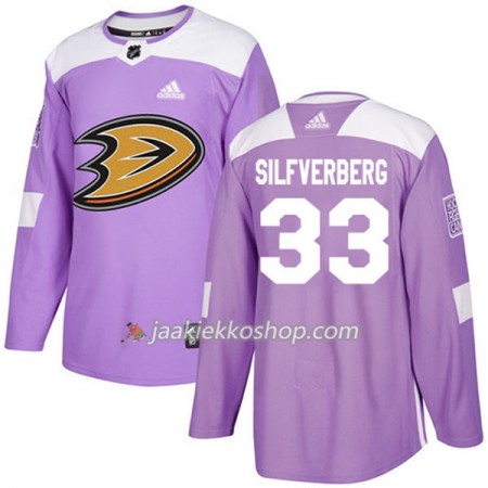 Miehille NHL Anaheim Ducks Pelipaita Jakob Silfverberg 33 Adidas 2017-2018 Violetti Fights Cancer Practice Authentic